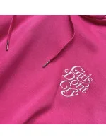 Krátka ružová dámska tepláková mikina (26013)