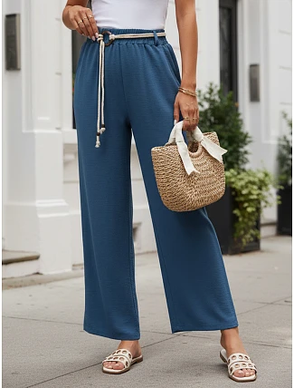 Dámske nohavice so širokými nohavicami, modré, FashionStreet UY3071 Dámske nohavice so širokými nohavicami, modré, FashionStreet UY3071