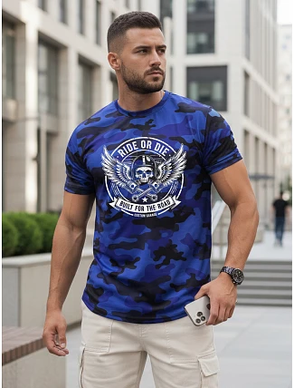 Pánske tričko s potlačou moro blue FashionStreet NX2004R Pánske tričko s potlačou moro blue FashionStreet NX2004R