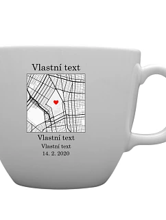 Personalizovaný keramický hrnček MEGA XXL s objemom 1000 ml a mapou