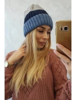 Fleecová čiapka Bojana K265 denim+modrá+svetlo šedá