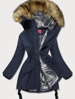 Dámska nepremokavá bunda s vysokým stojačikom tmavomodrá (m-953)