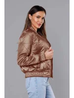 Dámska bunda typu "bomber" v karamelovej farbe (B8123-14)