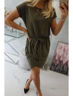 Šaty s obálkovým spodným dielom vo farbe khaki