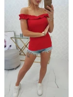 Španielska blúzka s volánikmi červená