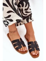 Klapki Damskie Na Płaskim Obcasie Czarne Mirona