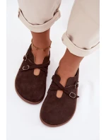Dámske semišové kožené čižmy s remienkami Zazoo N1271 chocolate Dámske semišové kožené čižmy s remienkami Zazoo N1271 chocolate