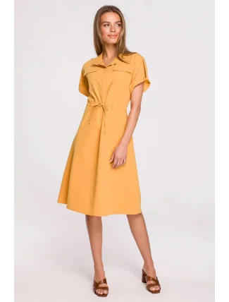 Dámske košeľové šaty Yellow S298 - Stylove Dámske košeľové šaty Yellow S298 - Stylove