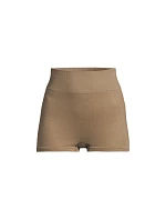 Dámske tréningové legíny CASALL Shiny Seamless Rib Hotpants, zelená farba Dámske tréningové legíny CASALL Shiny Seamless Rib Hotpants, zelená farba