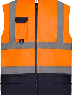 Yoko HV 005 Hi-Vis polstrovaná vesta 79.V005 hi vis oranžová/námornícka modrá