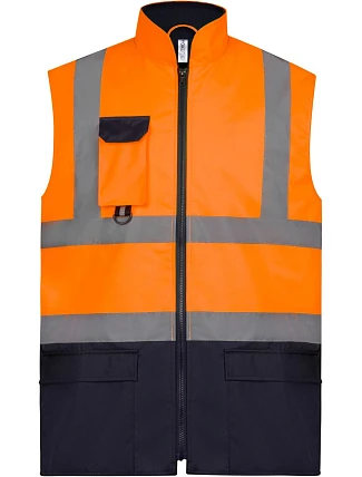 Yoko HV 005 Hi-Vis polstrovaná vesta 79.V005 hi vis oranžová/námornícka modrá