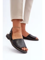 kožené sandále Black Alivia kožené sandále Black Alivia