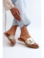 Zazoo Elegantné dámske kožené papuče zlaté