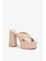 Dámske sandále na platforme s klinovým podpätkom 6874 Beige - Ideal Shoes