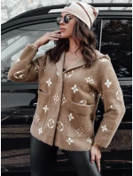 FORTY dámska bunda z alpaky s kapucňou svetlohnedá FashionStreet NY0688