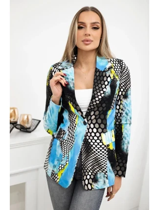 Bavlnená bunda s potlačou a gombíkom modrá