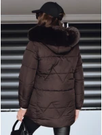 Dámska zimná prešívaná bunda s kapucňou hnedá FashionStreet TY5326 Dámska zimná prešívaná bunda s kapucňou hnedá FashionStreet TY5326
