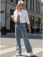 Dámske široké modré džínsy FashionStreet UY2871 Dámske široké modré džínsy FashionStreet UY2871