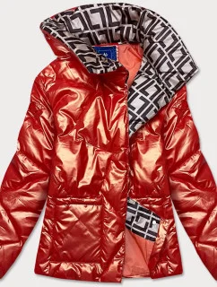 Oranžová dámska bunda s leskom (OMDL-023)