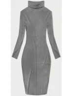 Šedé ceruzkové šaty s rolákom (MM98015)