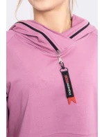 Tmavo ružová tunika na zips s kapucňou Oversize
