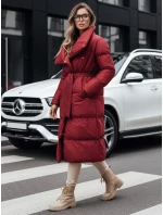 Dámsky dlhý prešívaný kabát FAVI bordová FashionStreet TY4961