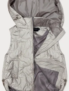 BH Forever Dámske krátke tričko bez rukávov s odnímateľnou kapucňou Light Beige (BH-2414BIG)