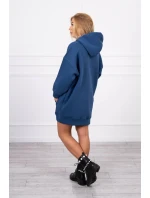 Zateplená mikina s vyšívaným textom oversize denim