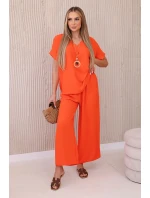 Súprava s náhrdelníkom blúzka + nohavice tmavo oranžová Súprava s náhrdelníkom blúzka + nohavice tmavo oranžová