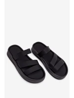 Materiálové dámské pantofle na platformě s pásky Černé Liorine