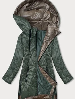 Tmavozelená dámska bunda s odopínacou kapucňou (B8218-10)