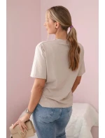 Bavlnená blúzka s kvetinovou potlačou béžová