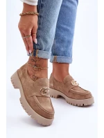 Damskie Półbuty Zamszowe Z Ozdobą Beżowe Rosefalls