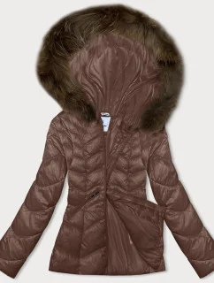 Dámska prechodná prešívaná bunda s kapucňou Glakate camel (LU-2202)