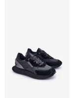 Skórzane Sneakersy Męskie Big Star OO174297 Hi-Poly System Czarne