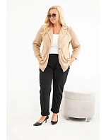 Dámske sako Plus Size z manšestru s klopami a vreckami, farba camelová Dámske sako Plus Size z manšestru s klopami a vreckami, farba camelová