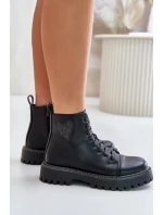 Botki Damskie Na Zamek Z Ozdobnym Sercem Czarne Obeena