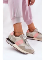 Zamszowe Sneakersy Damskie Big Star RR274243 HI-POLY SYSTEM Szaro-Różowe