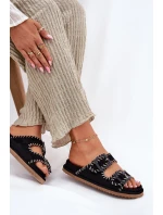 Klapki Damskie Z Klamrami I Ozdobnym Obszyciem Czarne Visley