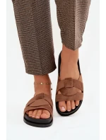 Dámské pantofle Eko semiš s pásky hnědé Marivessa