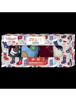 Darčeková krabica zábavných bláznivých ponožiek 4 páry CRAZY SOCKS BOX - BELLINDA - červená