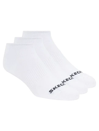 Skechers, 3 ks, unisex, bez froté, neviditeľné ponožky S114041-100, biele, veľkosti 39–42