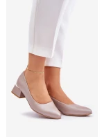 Skórzane Czółenka Lewski 3118 Ciemnobeżowe