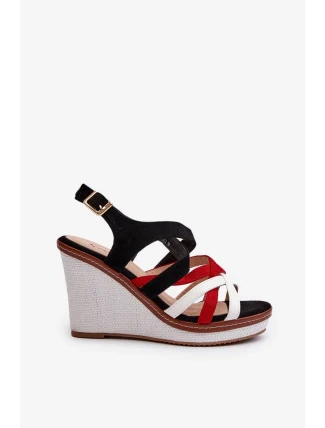 Čierne sandále na klinoch Ellen Strappy