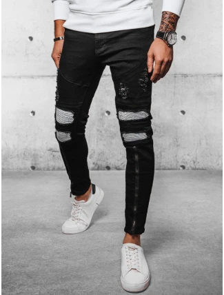 Pánske čierne džínsové nohavice FashionStreet UX4089