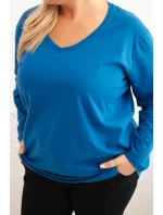 Dámske Plus veľkosť V-neck blúzka s dlhými rukávmi Khabra Dámske Plus veľkosť V-neck blúzka s dlhými rukávmi Khabra