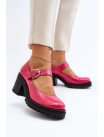 Zazoo 20166 Lakierowane Skórzane Czółenka Fuksja