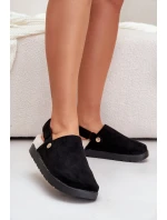 Kapcie Damskie Na Platformie Ocieplane Futerkiem Typu Baranek Czarne Sanilora