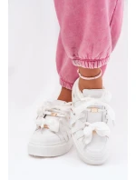 Eko Skórzane Sneakersy Na Platformie Białe Penolle