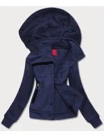 Tmavomodrá krátka dámska rozopínacia mikina (AMG-63)